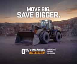 0% financing for up to 36 months* on new CASE Large Wheel Loaders.